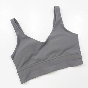 Peachy Bunz gray ribbed sports bra